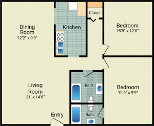 2 Bed / 2 Bath / 1,050 sq ft / Availability: Not Available / Deposit: $700 / Rent: $820