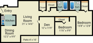2 Bed / 2 Bath / 1,125 sq ft / Rent: $820